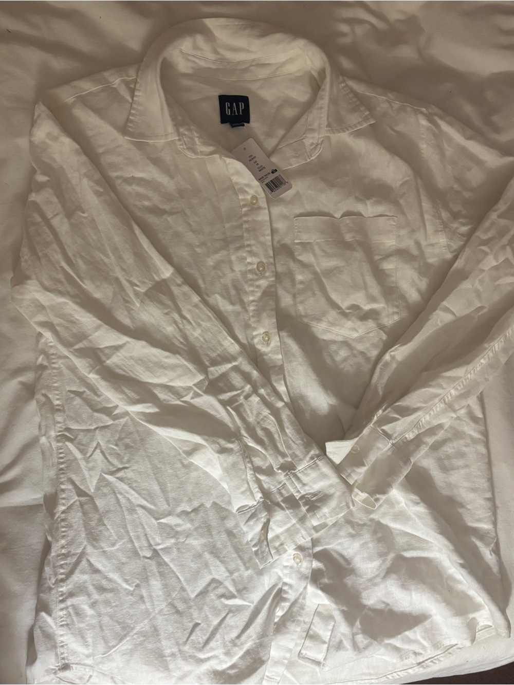 GAP linen White Button-Up Shirt